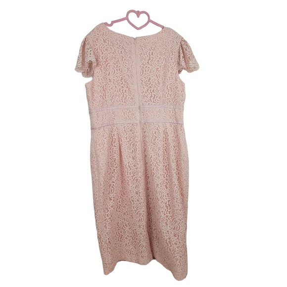 Gal Meets Glam Pink Ginger Rosebud Lace Sheath Dress wedding cocktail Womens 16 - Picture 2 of 6